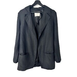 Aritzia Wilfred Alto Linen Blend Loose Blazer Jacket M Black Flowy Minimalist